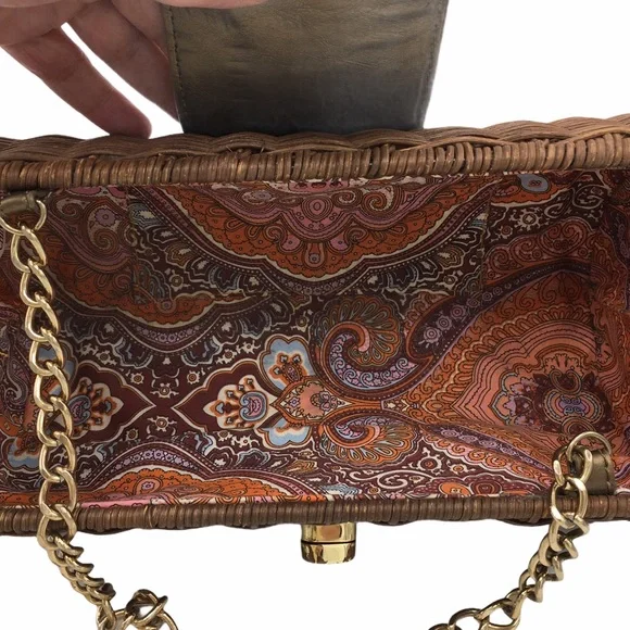 Wicker Metallic Bronze Turn Key Clutch Bag - Picture 7 of 8